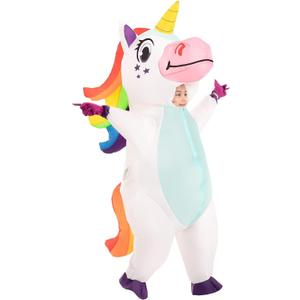 Spooktacular Creations Halloween Kids Inflatable Costume, Full Body Unicorn Blow Up Costume, Unicorn Costumes for Parties (Child (4-6), White)