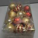 SHareconn 30ct 2.36 Inch Christmas Tree Balls Ornaments, Colored Shatterproof Plastic Decorative Baubles Decorations for Xmas Tree Decor Holiday Party Wedding Decoration (Red & Gold, 60mm)