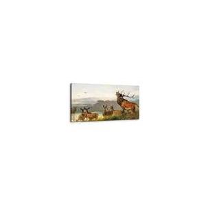 SERIMINO Animal Deer Vintage Wall Art for Living Room, Meadow Landscape Canvas Prints, Retro Large Wall Decor, Nature Scenery Canvas Prints, Farmhouse Home Decor for Bedroom, 20x40 Inch
