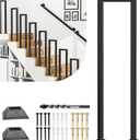 Stair Guardrail, Indoor & Outdoor Step Handrail, Porch Handrail and Deck Fence, Black Metal Staircase Railing, with Decorative Cover (30IN/76CM)