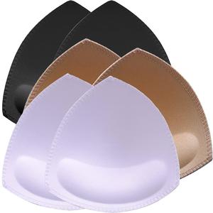 Nimiah Bra Pads Inserts 3 Pairs, Sewn Edge Removable Boob Replacement Padding for Swimsuit Sport Fits DE Cups (Beige-black-white)