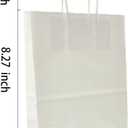 BAG BOX 100 Pack 5.9x3.1x8.25 Inch White Gift Bags with Handles,Bulk Kraft Paper Bags for Shopping, Retail, Merchandise, Wedding, Party Favors, Paper Grocery Sacks