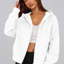PRETTYGARDEN Women's Zip Up Y2K Hoodies 2026 Fall Fashion Long Sleeve Hooded Fleece Sweatshirts Casual Jacket Winter Clothes (White, M)