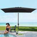 JEAREY 6.5x10ft Olefin Rectangular Patio Umbrella, Rectangle Outdoor Umbrellas with Auto Tilt Crank System, Market Table Umbrella UV Protection Fade-Resistant for Pool Deck Garden Yard, Black