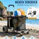 PYY Beach Cart for Sand with 12" Big Balloon Wheels Flodable Aluminum Wagon | 330LBS Heavy Duty Capacity Deck, 4 Lightweight Non-inflatable Solid Tires, Dolly Buggy for Outdoor Camping Shopping Fishing
