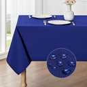 Veblandy Rectangle Tablecloth Waterproof 60x84 inch Linen Textured Table Cloth Stain and Wrinkle Resistant Washable, Decorative Fabric Table Cover for Dining, Party and Camping, Royal Blue