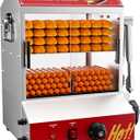 2-Tier Electric Hot Dog Steamer with Bun Warmer - 31.7QT/30L Capacity, Adjustable Temperature, Visible Glass Sliding Door, Holds 175 Hot Dogs & 40 Buns