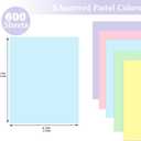600 Sheets Colored Paper 8.5 X 11 - Color Printer Copy Paper 22lb/80gsm Double Sided Origami for DIY Art Craft,5 Pastel Colors
