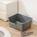 Extra Large Cat Litter Box High-Sided Plastic Litter Box for Large Cats, Jumbo Open Kitty Litter Tray Gray
