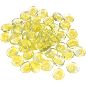 MECCANIXITY Decorative Flat Glass Marbles 17-19mm Rock Vase Filler Beads Pebbles Petal Yellow for Fish Tank Table Scatter Decor, 50 Pcs