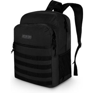 Wrangler Tradesman Backpack, Water Resistant Casual Daypack for Travel Work School, Unisex Laptop Backpack with Notebook Sleeve (Black)