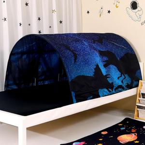 Bed Tent for Kids Lucky Castle Bed Tent Foldable Play House for Children Play Tents for Girls Boys Sleeping Canopy Playhouse (Dino Starry Sky)