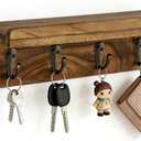 Gulex Key Holder Wall Mount, Rustic Wood Key Holder for Wall with 4 Hooks for Key Hanger to Organize Keys and Mail, Room Decor Key Hanger(Wood Color)