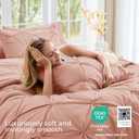 Sasttie Full Size Comforter Set, 7-Piece Bed in a Bag Double, Pintuck Bedding Set for All Season, Includes Comforter, Flat Sheet, Fitted Sheet, Pillowcases and Pillowshams, Blush