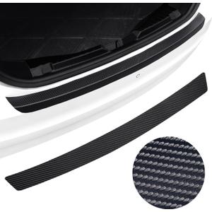 Soft & Bendable Rear Bumper Protector 43.3" x 5.5" - Carbon Fiber Leather Anti-Scratch Guard for SUV, Truck | Flexible But NOT Stretchable | Trim to Fit, No-Drill Installation