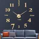 VREAONE Frameless DIY Wall Clock,Large Modern 3D Mirror Wall Clock Decor Sticker DIY Clock kit for Home Living Room Bedroom Office Wall Decorations(Gold)