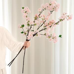 Senjie Artificial Cherry Blossom Branches, Fake Flowers Bouquet with Real Touch Long Stems, Faux Silk Flowers for Vases Wedding Party Table Centerpieces Spring Home Decor (3PCS, Vase Not Included) (Light Pink)