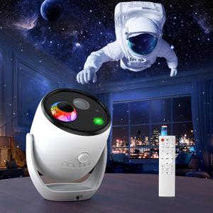 3D Galaxy Projector, AIRIVO 3D Visual Star Projector with 90 3D Scenes, Planetarium Projector with Bluetooth Speaker, Moving Stars, Night Light Projector for Room Decor, Kids Adults, Christmas Gifts (White)