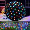 LED Christmas Net Lights Outdoor Christmas Decorations for Bushes,100LED 5ftx5ft Connectable Green Wire Net Christmas Lights for Outdoor indoor Yard Mesh Shrub Tree Decor ,UL Certified(Multicolor)
