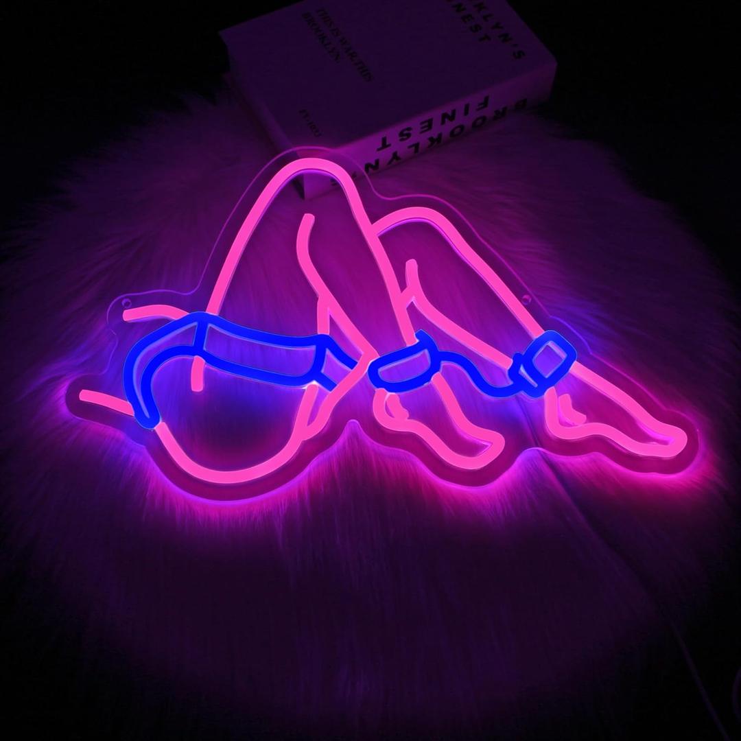 Lady Neon Sign Women Led Neon Lights Signs for Wall Decor USB Powered Led for Room Decoration Bar Game Room Party Decor (Ankle Shackles)