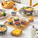 vancasso 4 Oz Ramekins Oven Safe Set of 6, Bohemian Creme Brulee Ramekins, Colorful Souffle Dishes, Pudding Custard Cups for Baking, Small Ceramic Bowls for Dipping Sauce, Ice Cream