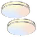 16Inch LED Ceiling Light Fixtures, Flush Mount Light Fixtures 50W, 5CCT Adjustable 2700K 3000K 4000K 5000K 6500K, Close to Ceiling Light for Kitchen Bathroom Kitchen Bedroom Brushed Nickel 2 Packs