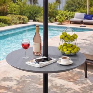 Novabright 20" Outdoor Adjustable Umbrella Table with 1.5" Hole, HDPE Patio Umbrella Pole Table Tray, Portable Round Top Height Adjustable for Grassland Patio, Backyard, Beach, Garden, Poolside