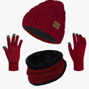 Loritta 3-Pieces Winter Hat Neck Warmer Touchscreen Gloves Set Knit Thick Scarf Beanie Hats Scarves Set Gifts for Women Pack of 2