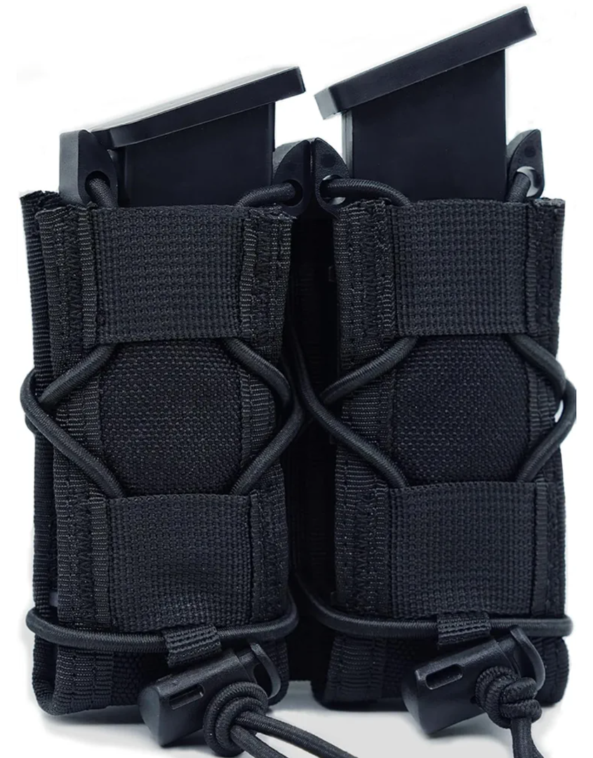 AIKATE Double Magazine Pouch for 9mm, Universal Pistol Mag Holster for 9mm/.40, Open-Top Handgun Ammo Pouch Compatible with Single & Double Stack Magazines Tactical Belt and Vest