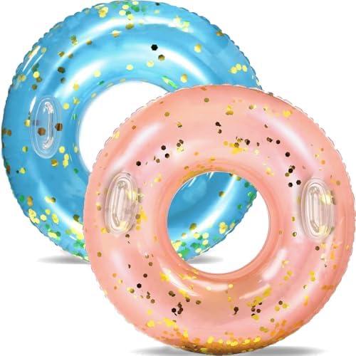 Large Swim Ring with Handles for Adults,47 Inch Classic Pool Swimming Rings Pool Inner Tubes,Inflatable Pool Floats,Pool Floaties Adult Size for Summer Pool Party Beach
