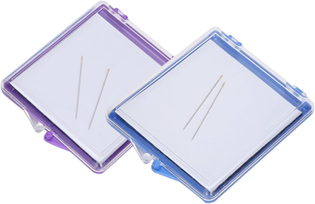 Kodrily 2Pcs Magnetic Needle Case Set, Magnetic Needle Holder with 4 Pins, 2.8x3 in Sewing Needle Case, Sewing Needle Holder, Needle Organizer for Cross Stitch Sewing Knitting