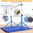 Marfual 5 Ft Fold Gymnastic Bar Kip Bar with 4 Ft Inner Width 5 ft Adjust Height Gymnastic Equipment for Kids and Girl and Teenage Home and Club Use Blue with Mat