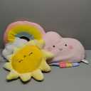 Queekay Set of 3 Kid Moon Star Cloud Cushion Soft Plush Pillow Nursery Stuffed Throw Cushion Children Cute Pillow for Baby Room Reading Nook Decorations Gifts(Rainbow, Cloud, Sun)