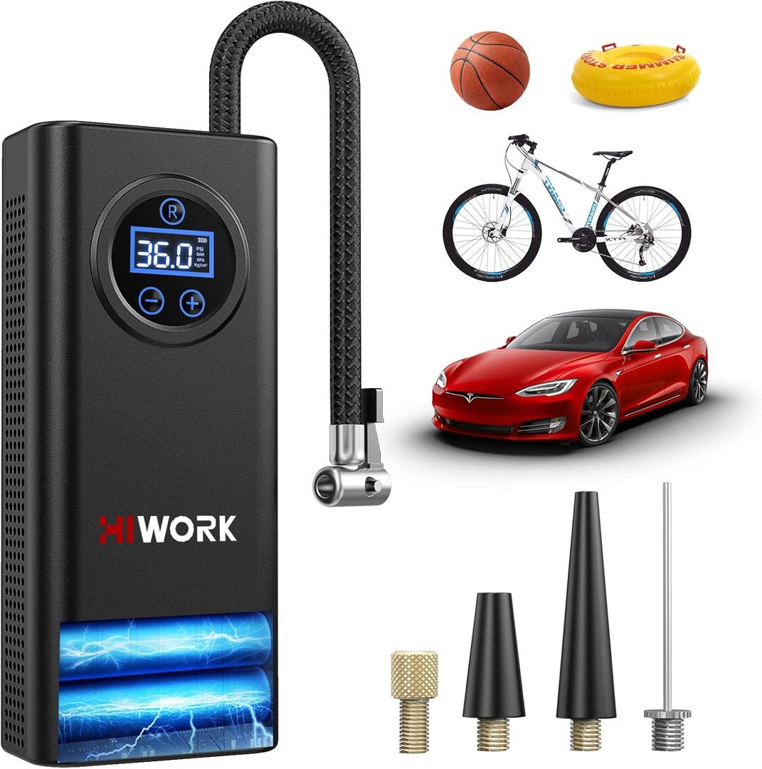 Air Compressor, Tire Inflator Portable Air Pump 150 PSI for Car Tires Bikes Balls Balloons and Other Inflatables with Digital Gauge Cordless Electric Inflator Rechargeable 4000 mAh Battery (Blue)
