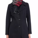 London Fog Womens Single Breasted Peacoat With Scarf Pea Coat Black Large