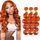 Color 350 Bundles Human Hair Ginger Body Wave Bundles 22 24 26 inch Unprocessed Peruvian Virgin Hair 3 Bundle 50g 350 Orange Body Wave Bundle