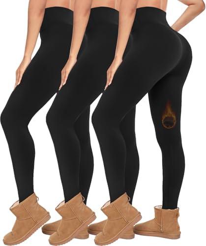 Diu Life 3 Pack Fleece Lined Leggings for Women Thermal Tummy Control High Waist Running Tights Winter Workout Yoga Pants. Size XL