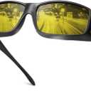 Night Vision Driving Glasses Fit Over Eyeglasses for Men Women, Anti-Glare Polarized Nighttime Glasses Yellow Lens