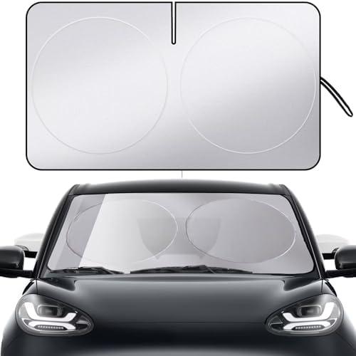 Windshield Sun Shade for Car Foldable Front Window Sun Visor 240T Reflective Fabric Blocks UV Rays and Sun, Automotive Interior Protection for Cars,Trucks, SUVs|M (63”x31.5”) 2 PACK