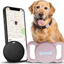Smart Pet Tracker, Dog Tracker with Black Collar Holder, Smart Tag for Seamless Location Tracking, No Monthly Fee, MFi Certificated, Work with Find My, No GPS Tracker, iOS Only(Pink)
