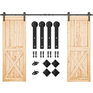 SMARTSTANDARD 10FT Double Barn Door Hardware Kit, Sliding Barn Door Track, Heavy Duty, Smoothly and Quietly-Easy to Install-Includes Step-by-Step Installation Instruction Fit 30" Wide Door Panel