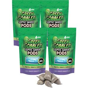 Green Gobbler Septic Tank Treatment Packets - Natural Bacteria to Prevent Costly Septic Issues, Back-Ups, Foul Odor (24 Pods)