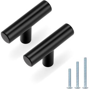 Probrico 50 Pack|Single Hole Cabinet Knobs Black Cabinet Handles Stainless Steel, Modern Style Round T bar Handles Dresser Cabinet Knobs, Kitchen Cabinet Knob Hardware