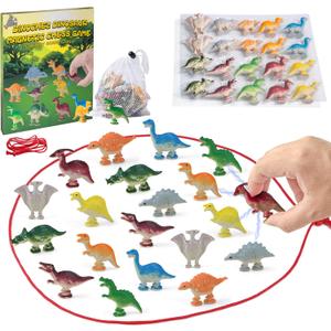 Dinochez Dinosaur Chess Game Set 2026, 20 Pcs Dinosaur Stones & Storage Bag, Strategy Board Games Easter Basket Stuffers Easter Gifts Family Games Night