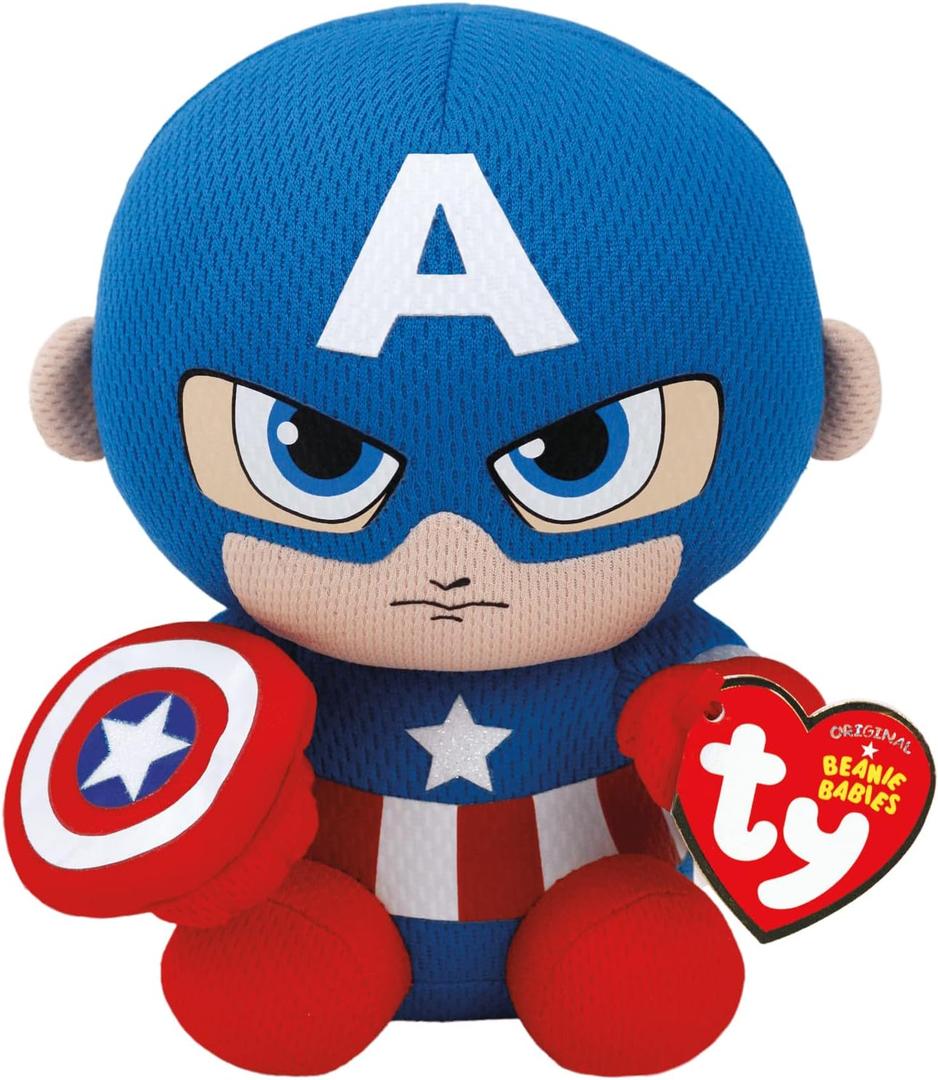 Ty Captain America Plush, Blue/Red/White, Regular