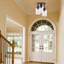Semi Flush Mount Ceiling Light, 3-Light Close to Ceiling Light Fixtures, Vintage Oil-Rubbed Bronze Finish Kitchen Light Fixture with Clear Seeded Glass Shade Patriot Lighting for Entryway Porch Foyer, 9.5" X 13"