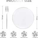 Rubtlamp 100Pcs Plastic Dessert Plates 7.5inch,100Pcs Disposable Silver Forks,White Plastic Plates With Silver Rim, Small Plastic Plates,Dessert Plates With Forks for Appetizer Cake