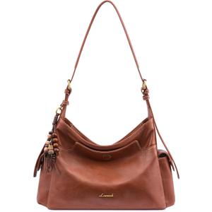 LOVEVOOK Hobo Purses for Women,Soft Faux Leather Crossbody Purse with Tassel Charms,Women's Shoulder Handbags for Daily (Medium, Brown)