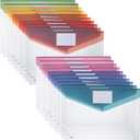 Mr. Pen- Clear Plastic Envelopes File Folders, 20 Pack, A4, Letter Size, Colorful Flaps, Clear Folders for Documents Plastic Poly Envelopes with Label for School, Home, Work, Office, Organizer (Multiple Colors)