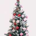 Ivenf Valentine's Day Decor Heart Decorations, 48 Pcs Red Pink Silver White Plastic Heart Tree Ornaments, Christmas Valentine Tree Decorations for The Home Wedding Dinner Gifts Table Tiered Tray Decor